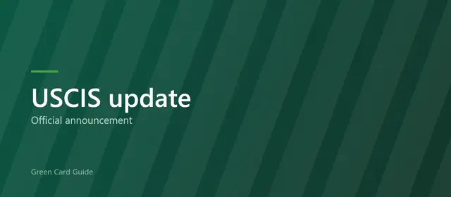 A dark green title card reading “USCIS update” above the words “USCIS announcement”